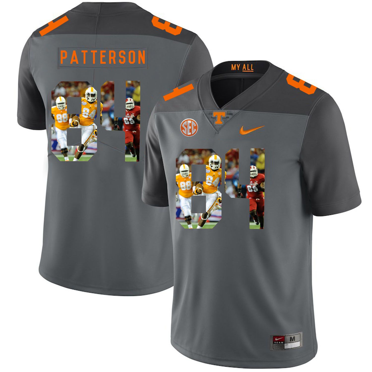 Men Tennessee Volunteers #84 Patterson Grey Fashion Edition Customized NCAA Jerseys->customized ncaa jersey->Custom Jersey